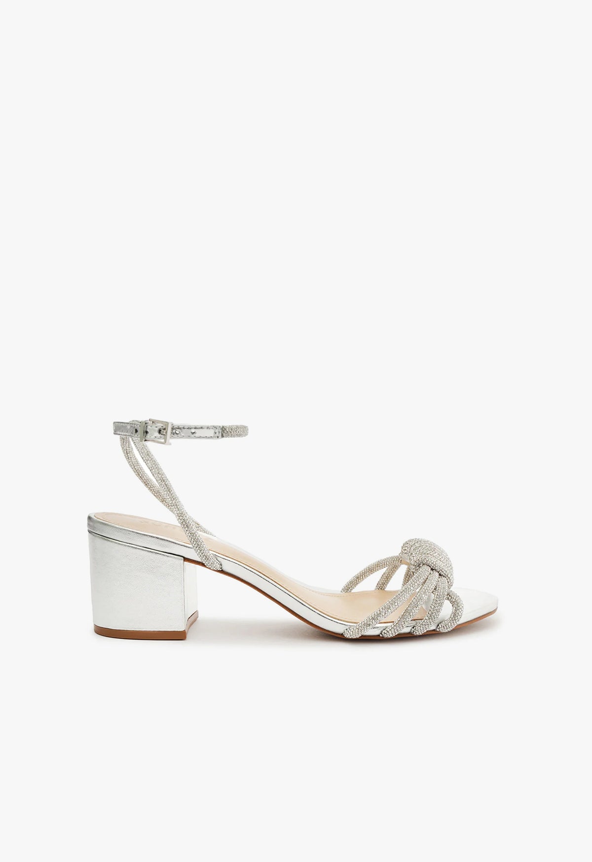 Jewell Mid Block Nappa Leather Sandal 5 Silver Nappa Leather - Schutz Shoes
