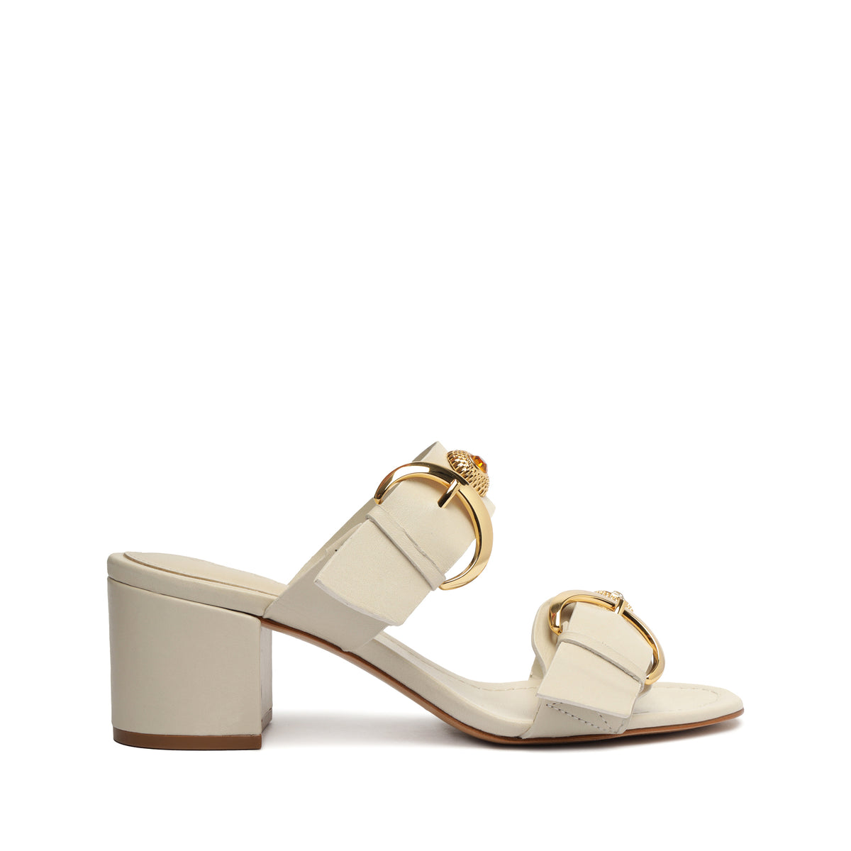 Vivian Leather Sandal 5 Pearl Atanado Leather - Schutz Shoes