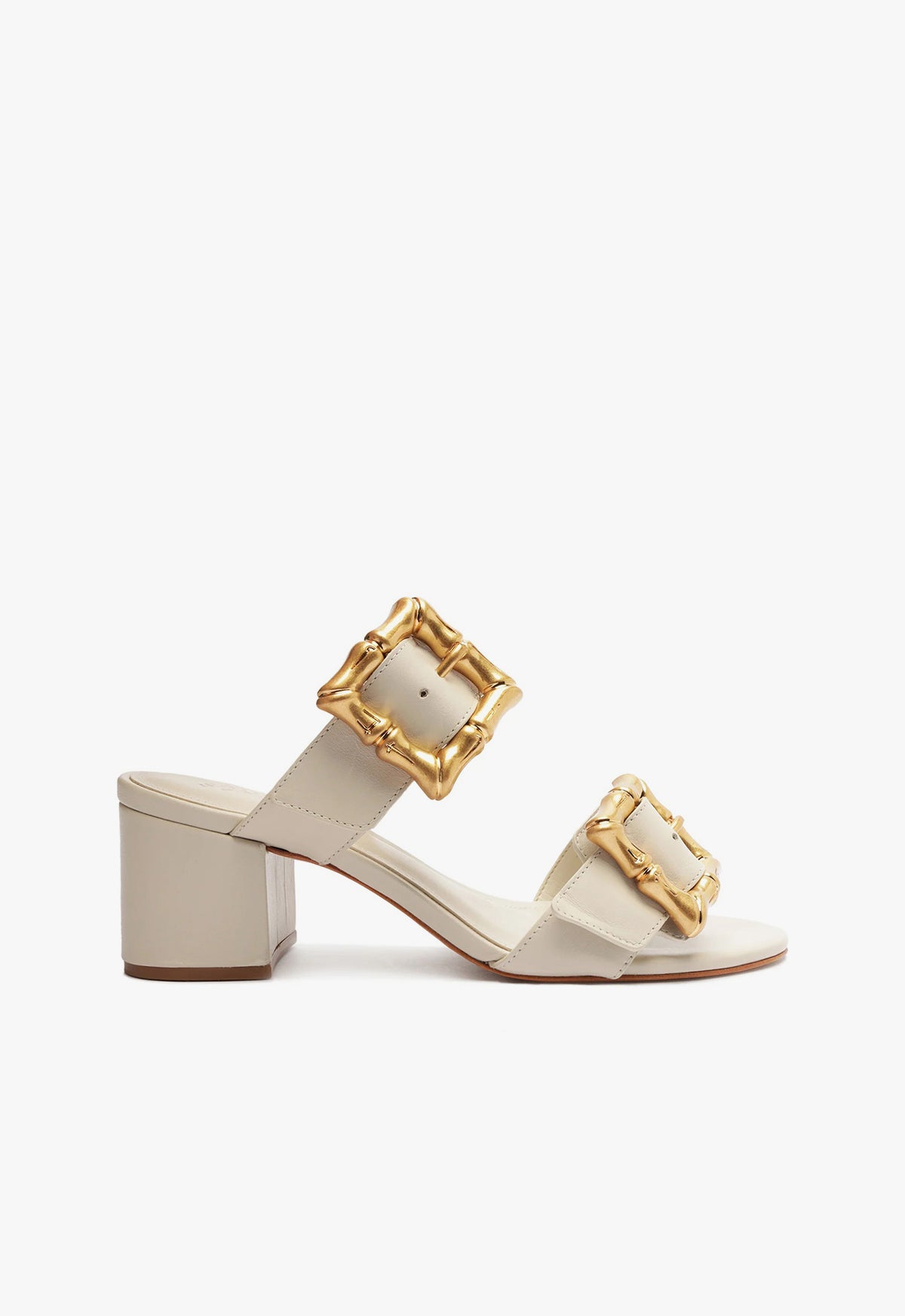 Enola Mid Block Sandal 5 Pearl Atanado Leather - Schutz Shoes