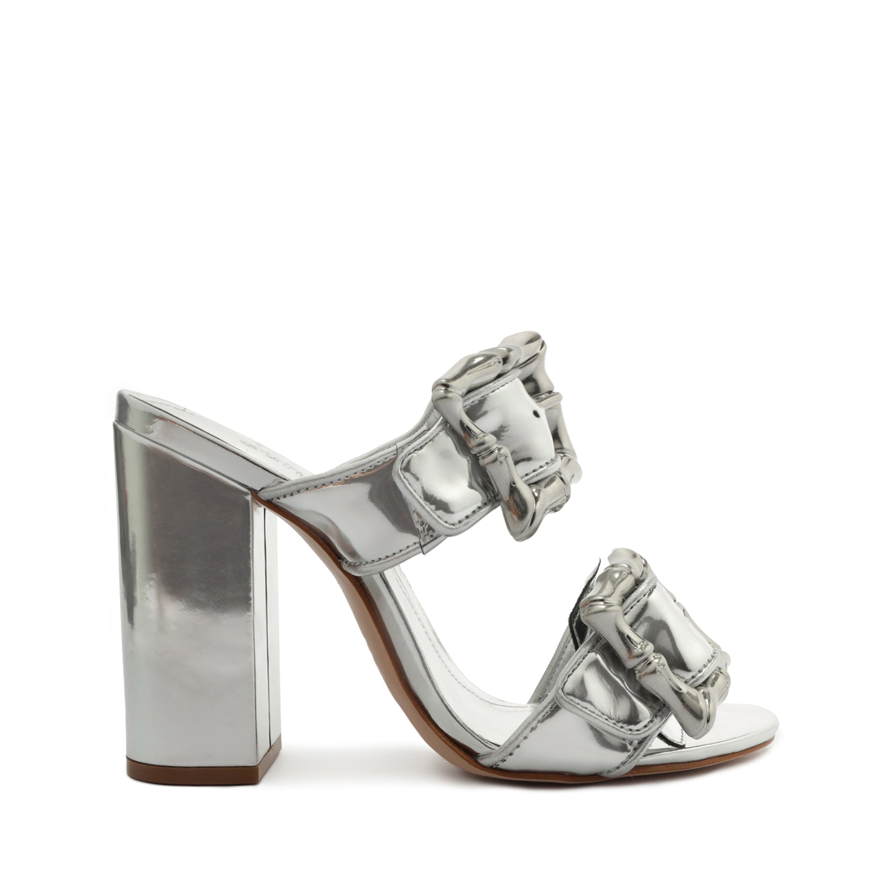 Enola Spechio Sandal 5 Silver Metallic Nappa - Schutz Shoes