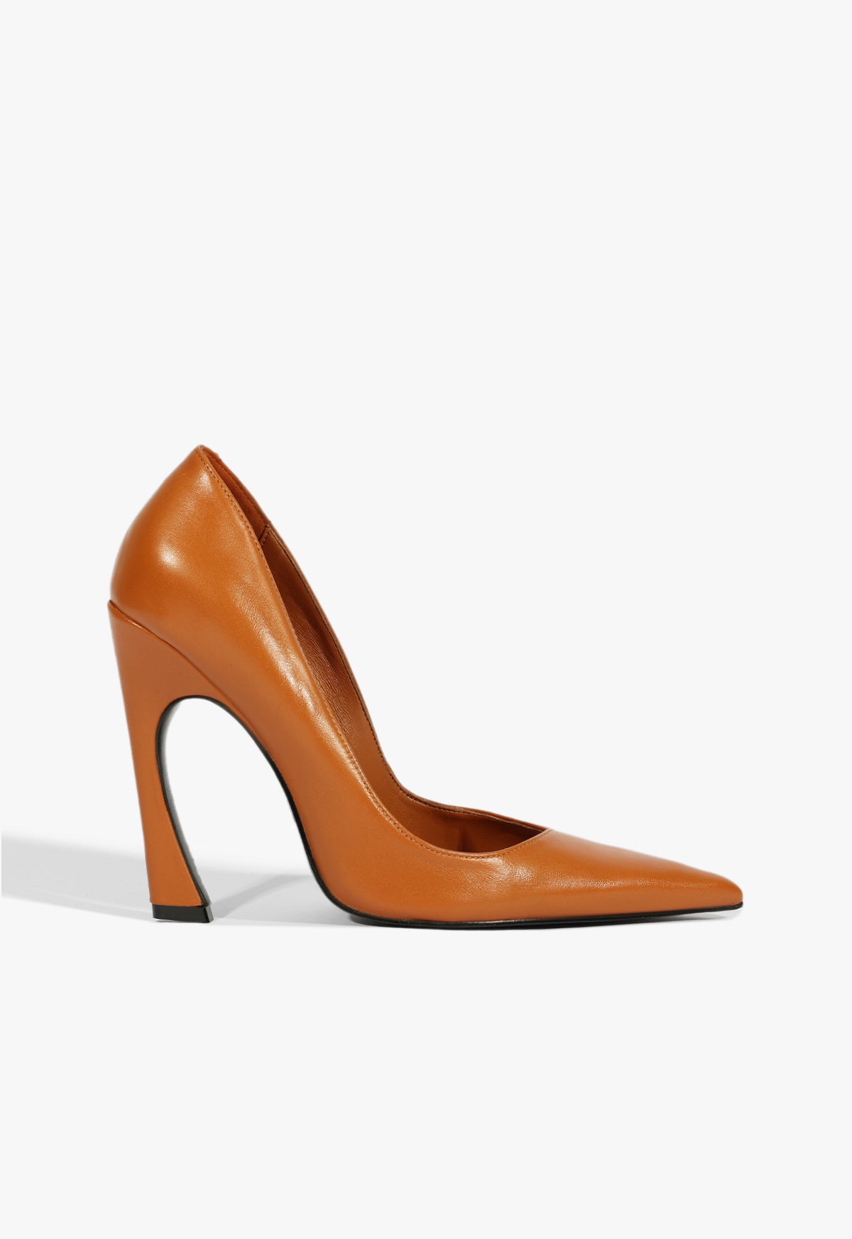 Lexi High Sculptural Brown Pump 5 Brown Leather - Schutz Shoes